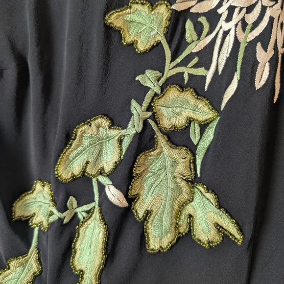 Vintage Sue Wong 100% Silk Black Floral Women's Dress Size 6 - Picture 7 of 12